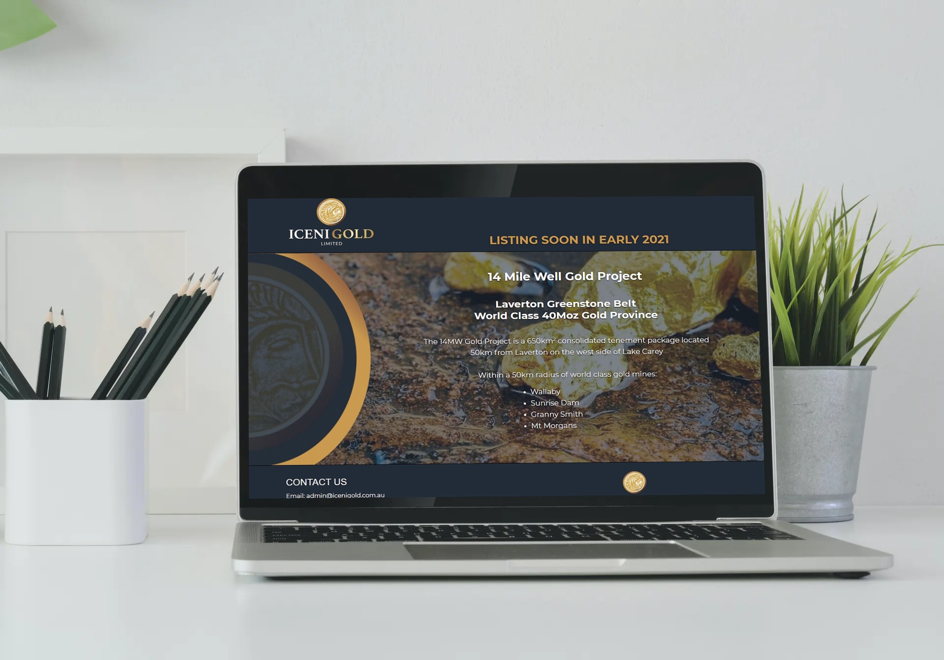 Iceni Gold landing page